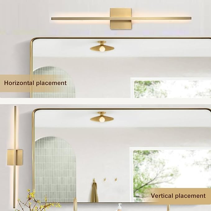 Wall Sconces Set of Two, LED Dimmable Sconces Wall Lighting, Brushed Gold Modern Wall Sconce Light for Bathroom, Living Room, Bedroom, Hardwi