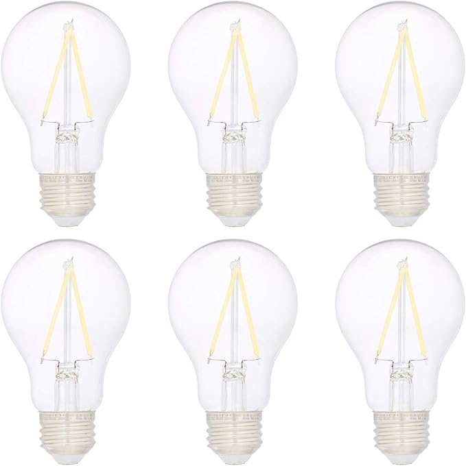 Amazon Basics A19 LED Light Bulbs, 40W Equivalent, Daylight White 5000K, Non-Dimmable, Energy Efficient 3.5W, 10,000 Hour Lifetime, 6-Pack