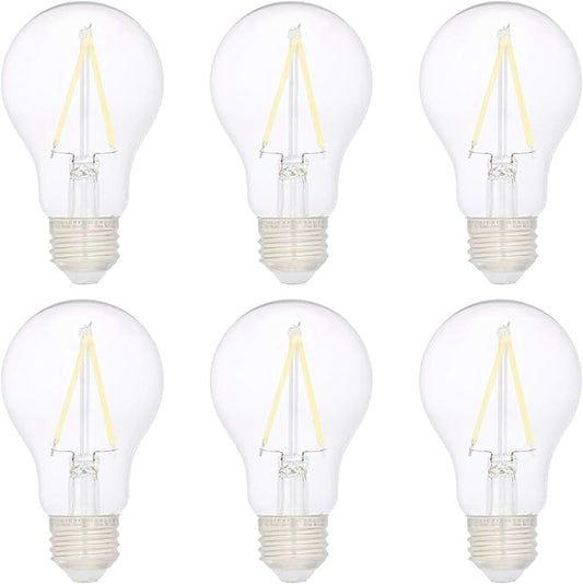 Amazon Basics A19 LED Light Bulbs, 40W Equivalent, Daylight White 5000K, Non-Dimmable, Energy Efficient 3.5W, 10,000 Hour Lifetime, 6-Pack