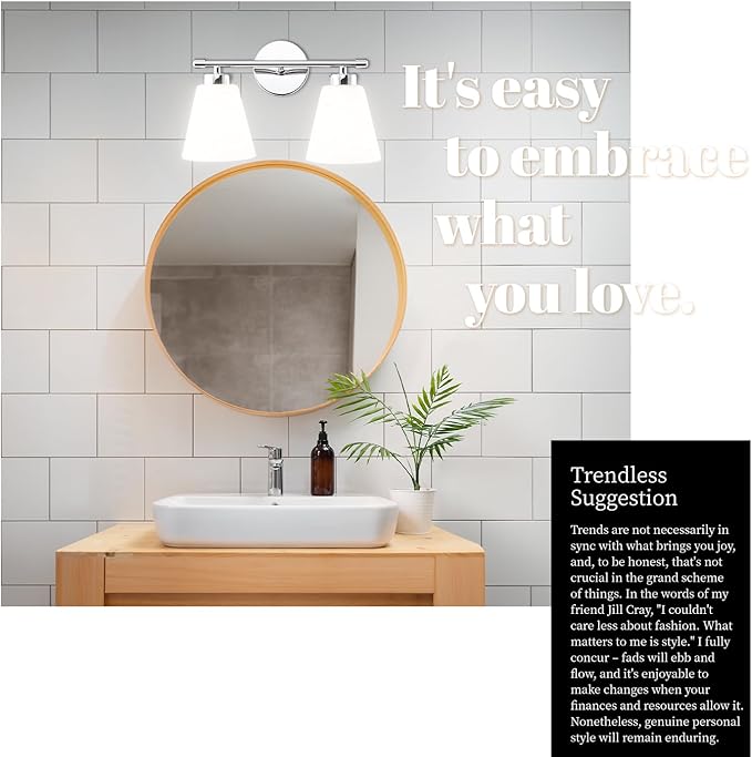 Hamilyeah Modern Chrome Bathroom Vanity Light Fixture Over Mirror, 2 Light Vanity Lighting Fixture with Frosted Glass Shade, Silver Wall Sconce Lighting for Bath, Bedroom, Kitchen, Hallway
