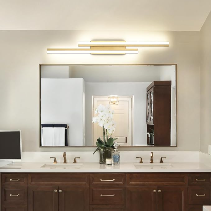 PRESDE 40 Inch LED Vanity Light Brushed Gold Bathroom Light Fixtures Over Mirror Modern Bath Lighting Bar 5CCT