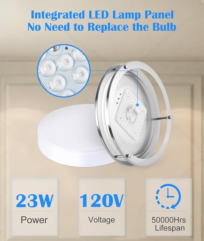 2Pack 13 Inch Oval LED Ceiling Lights, LED Flush Mount Light Fixture, 23W, 2700K/3000K/3500K/4000K/5000K Adjustable, Brushed Nickel Ceiling Mount Light Fixture for Bedroom Kitchen Bathroom