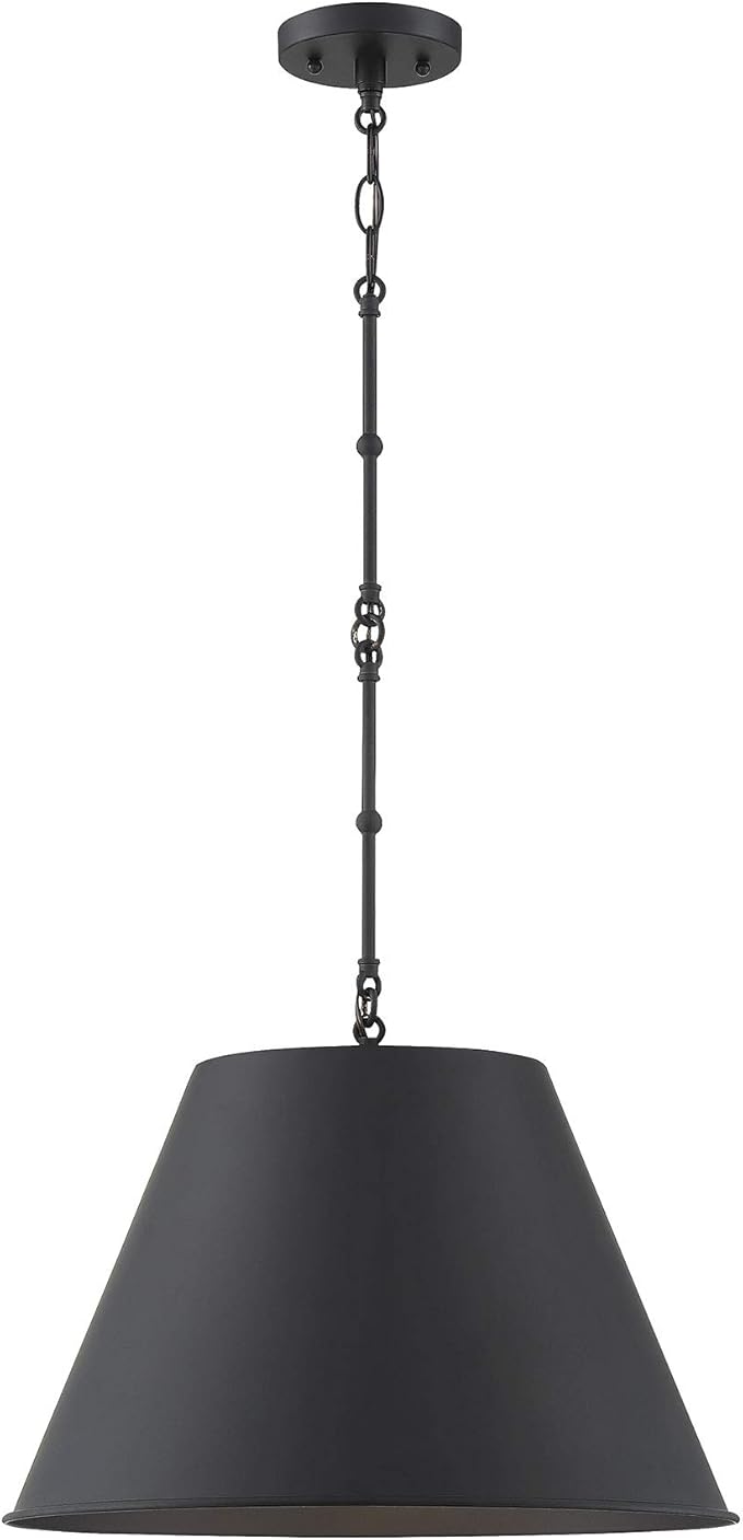 Savoy House 7-132-1-89 Alden Traditional Metal Bell Pendant, 1-Light 60 Watt, 9" H x 12" W, Matte Black