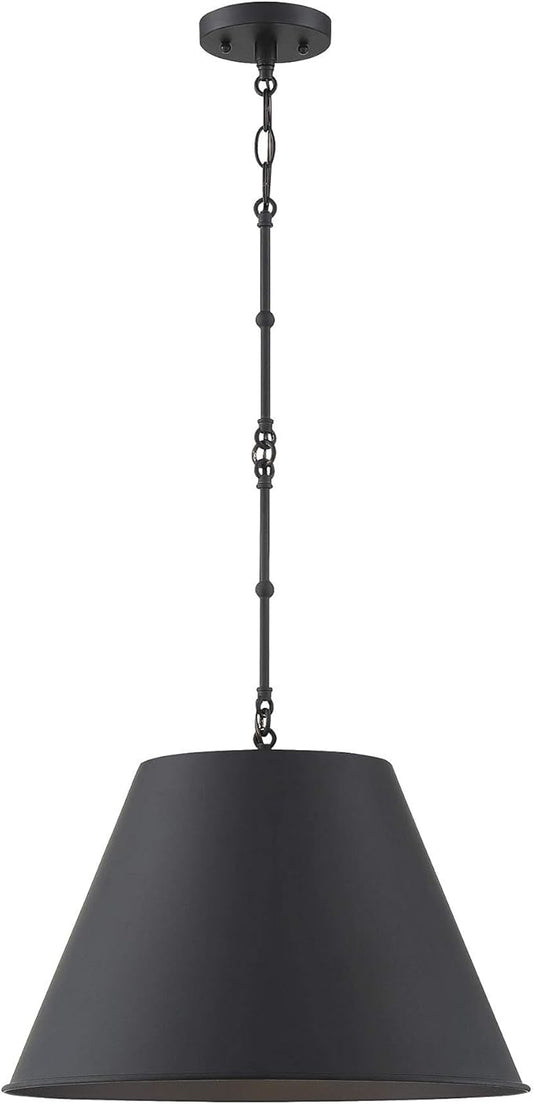 Savoy House 7-132-1-89 Alden Traditional Metal Bell Pendant, 1-Light 60 Watt, 9" H x 12" W, Matte Black
