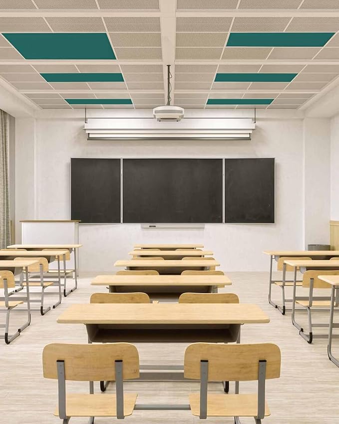 Magnetic Light Cover for Classroom Drop Ceiling,4 Pack 4x2 Ft Fluorescent Light Covers for Office Home Ceiling Light Emerald Green Solid Color Lampshade