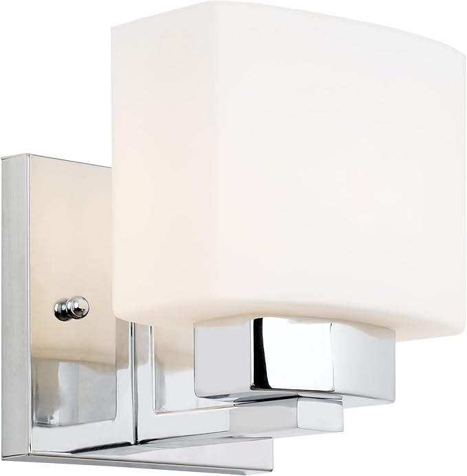 Design House Dove Creek Wall Light Sconce – Dimmable with Frosted Glass for Hallway, Bathroom, Foyer, Bedroom – Polished Chrome – Design House, 589663