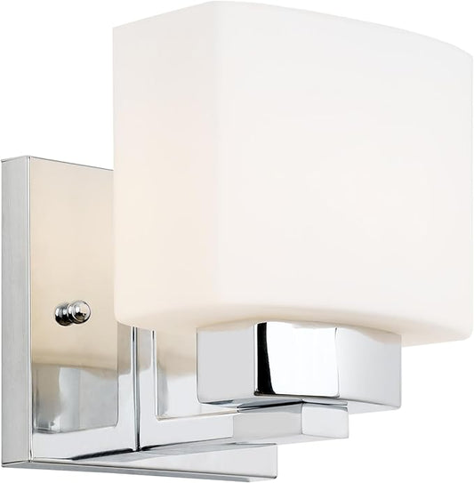 Design House Dove Creek Wall Light Sconce – Dimmable with Frosted Glass for Hallway, Bathroom, Foyer, Bedroom – Polished Chrome – Design House, 589663