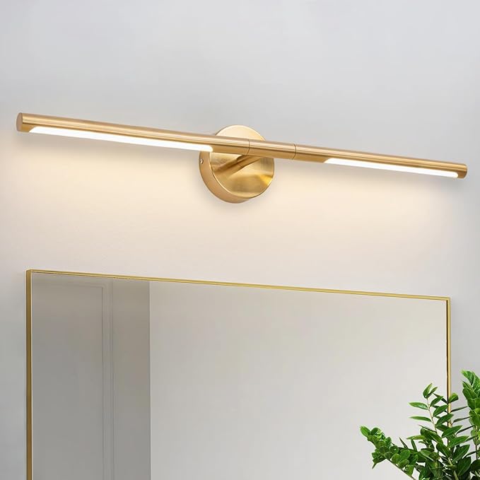 Gold Bathroom Light Fixtures Over Mirror 30 Inch, 20W 360° Rotatable Dimmable 4000K Led Vanity Light Bar, Brushed Gold Bathroom Vanity Lights Above Mirror