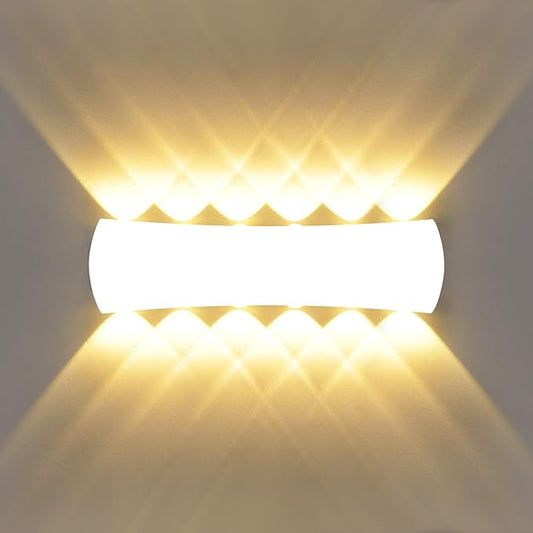 Kawell 12W Modern Wall Sconces LED Wall Light Up Down Indoor Outdoor Aluminum Wall Lamp LED Waterproof IP65 for Bedroom Living Room Bathroom Stairs Hallway Corridor Porch, White 3000K