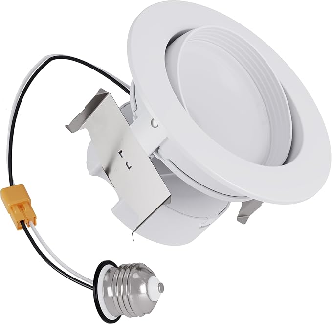 HALO RA 4 inch LED Recessed Light Trim with Adjustable Gimbal, Selectable Lumens and Selectable Color Temperature, Dim-to-Warm Feature, Damp Location Rated RA4LS9FSD2W1EWH