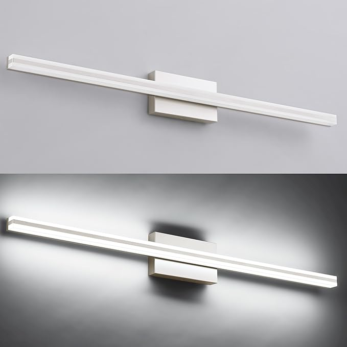 SOLFART Bathroom Vanity Light Nickel 25W 40 Inch Modern LED Bathroom Light Fixtures Over Mirror Dimmable Wall Lights