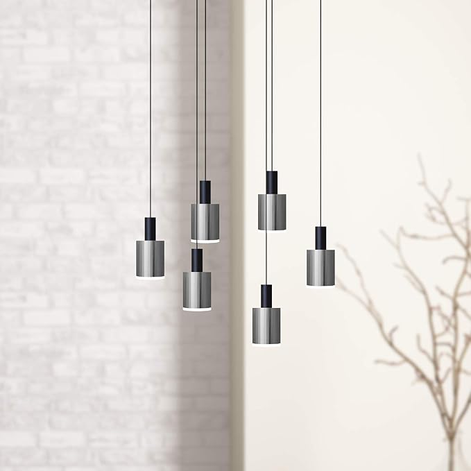 Virgo 6 Mini Pendant Lighting Black-Nickel - LED Hanging Light Fixture for Kitchen Island, Bar, Foyer - Cluster Pendants - Dimmable, Adjustable Wire, Lamp Bulb Included