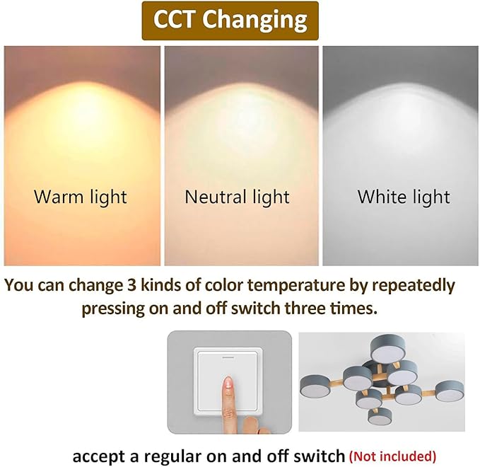 8-Lights LED Ceiling Light Fixture,44 Inch Modern Ceiling Lights Flush Mount Wooden 96W Chandelier for Living Room Bedroom Kitchen,Dimmable 3000K/4000K/6000K Temperatures Selectable, Grey