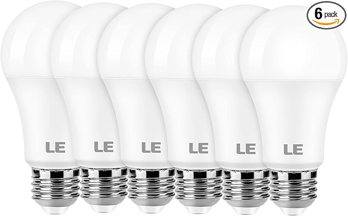 LE 100W Equivalent LED Light Bulbs, 14W 1500 Lumens Daylight White 5000K Non-Dimmable, A19 E26 Standard Base, 10000 Hour Lifetime, Pack of 6