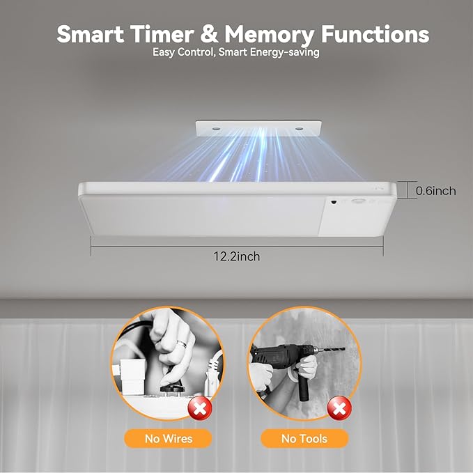 12000mAh Battery Operated Ceiling Light with Remote, Cordless Overhead Lighting, Adjustable Temperatures & Brightness No Wiring, Motion Sensor Light for Closet Pantry, Hallway, Shed, Shower