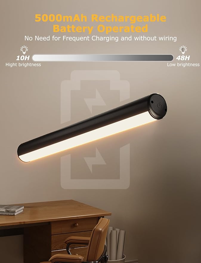 Skairipa Picture Light, Wireless Picture Light with Remote, Battery Operated 5000mAh, 3 Color Modes and Dimmable LED Lights with Timer for Paintings, Gallery, Wall, Dartboard, Bedroom (Black-1Pack)