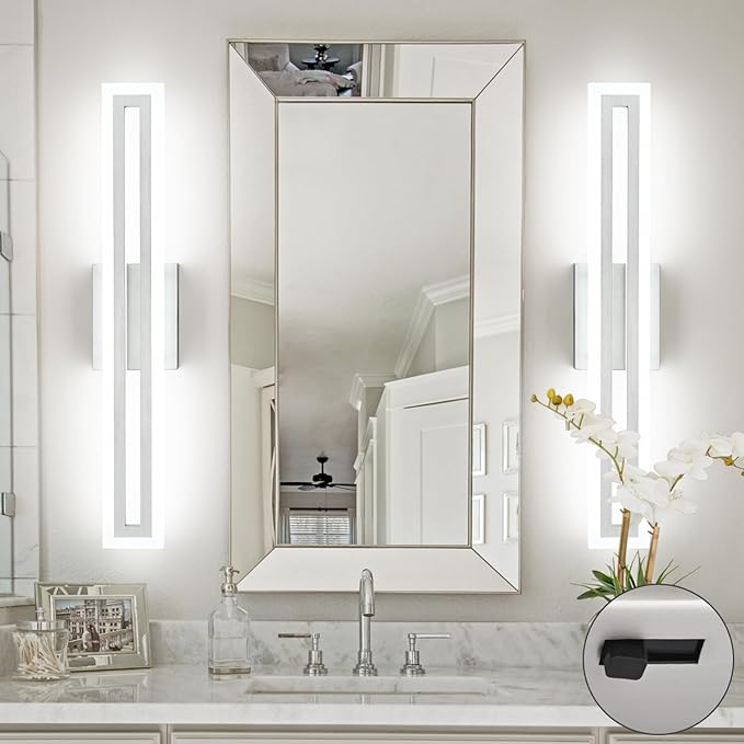 SOLFART Brushed Nickel Vanity Lights for Bathroom 5 Color Adjustable Dimmable 24 Inch Led Vanity Light 5CCT