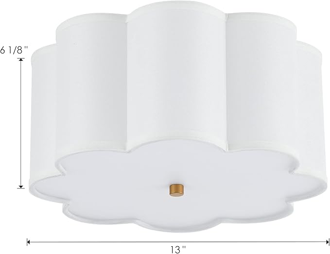 Semi Flush Mount Ceiling Light Fixture, Modern Close to Ceiling Lamp with Cream White Fabric Drum Shade for Nursery Kids Room Bedroom Kitchen Hallway Entryway 3-Light