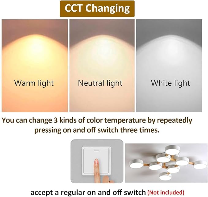 LED Ceiling Light Fixture,44 Inch 8-Lights Modern Ceiling Lights Flush Mount Wooden 96W Chandelier for Living Room Bedroom Kitchen,Dimmable 3000K/4000K/6000K Temperatures Selectable, White