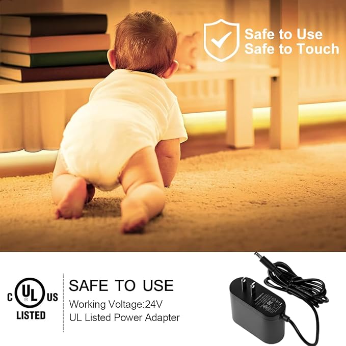 Wefomey White LED Strip Lights, Dimmable Bright 24V Flexible Tape Light with Remote and App Control, UL-Listed Power Supply, 2700K-6500K White Lights for Bedroom (1 Rolls of 131ft)
