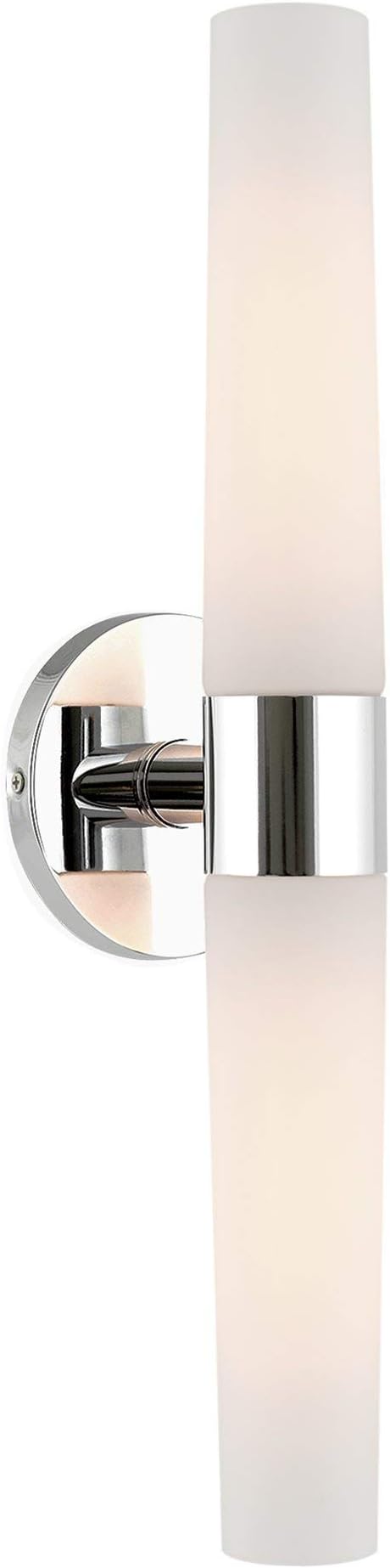 Kira Home Duo 21" Modern Wall Sconce with Frosted Glass Cylinder Shades, Linear 2-Light Wall Light, Chrome Finish