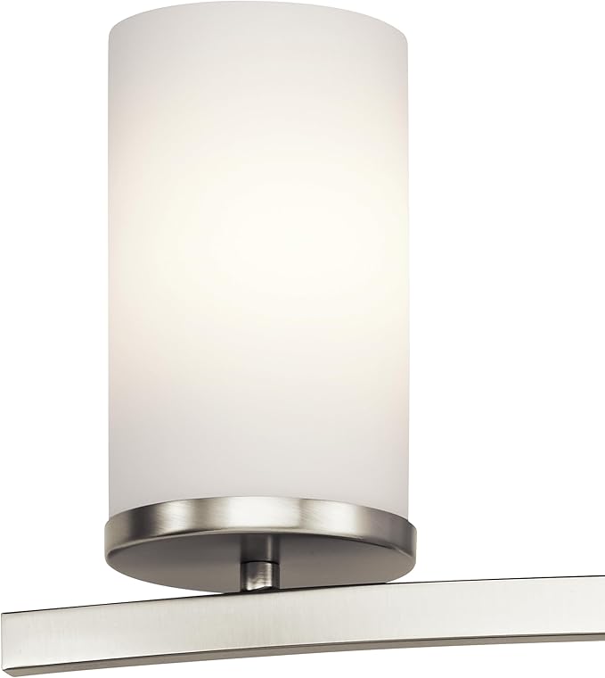 Kichler Crosby 23" Vanity Light in Brushed Nickel, 3-Light Contemporary Bathroom Light with Satin Etched Cased Opal Glass, (23" L x 8.75" H), 45497NI