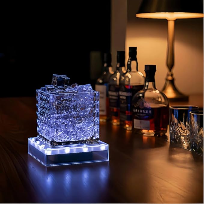 Simplelight 5 Inch Square LED Light Base - Perfect for Glass Art, Ideal Led Display for Vases, Centerpieces-AA Batteries Included (5inch Square Vase Base Light, White), Set of 4