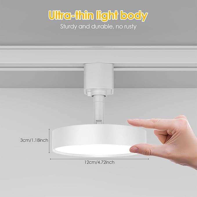 Diffuse LED Track Lighting Heads H Type Track Light Heads Dimmable Kitchen Track Lighting Fixtures Ceiling, Compatible with H Track Rails - Flicker Free CRI90+ 3000K 12W 1000lm, 4 Pack White