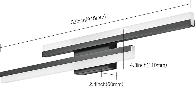 PRESDE 32 Inch LED Vanity Light Black Bathroom Light Fixtures Over Mirror Modern Bath Lighting Bar 5CCT
