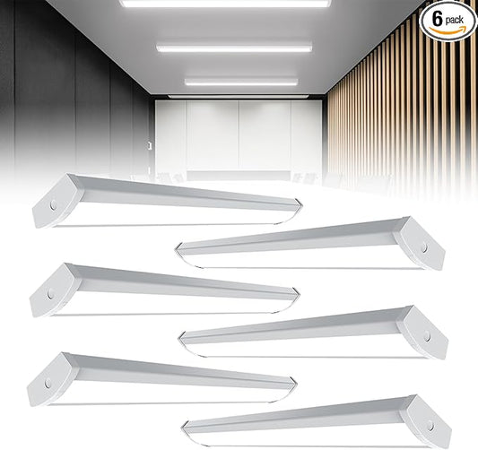 HYPERLITE 60W LED Wraparound Light 4 feet,6600LM LED Shop Lights Fixture with 3 Wattages for Garage,4000K Neutral White Wrap Light AC120V, ETL Listed 48inch Led Fixtures for Workbench, Office, Shop,6P