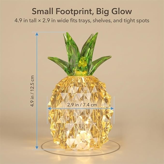 Pineapple Baby Night Light for Nursery, Battery Powered Pineapple Lamp for Home Living Room Bedroom Kitchen Office Decor, Crystal Tropical Decor Valentines Day Birthday Gifts for Him Her Kids Women
