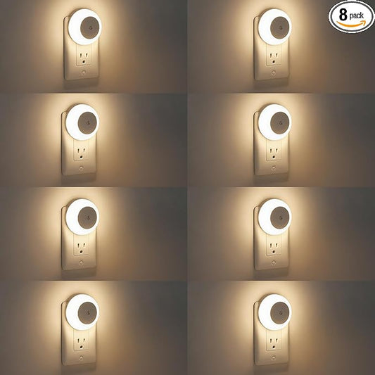 fesnne Night Light, Night Lights Plug into Wall, Dusk to Dawn Sensor Warm White Led Night Light 0.5W, 8 Pack Nightlight for Adults, Bedroom, Bathroom, Hallway, Kitchen