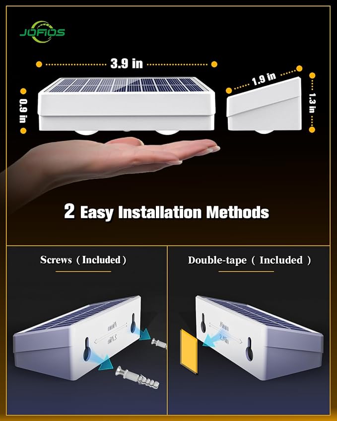 JOFIOS Solar Fence Lights 16 Pack, 50 Lumens Outdoor Solar Lights with 12 Modes RGB Color Glow LED，Waterproof, Solar Lights for Patio, Backyard, Deck, Fence, Railing(White Shell)