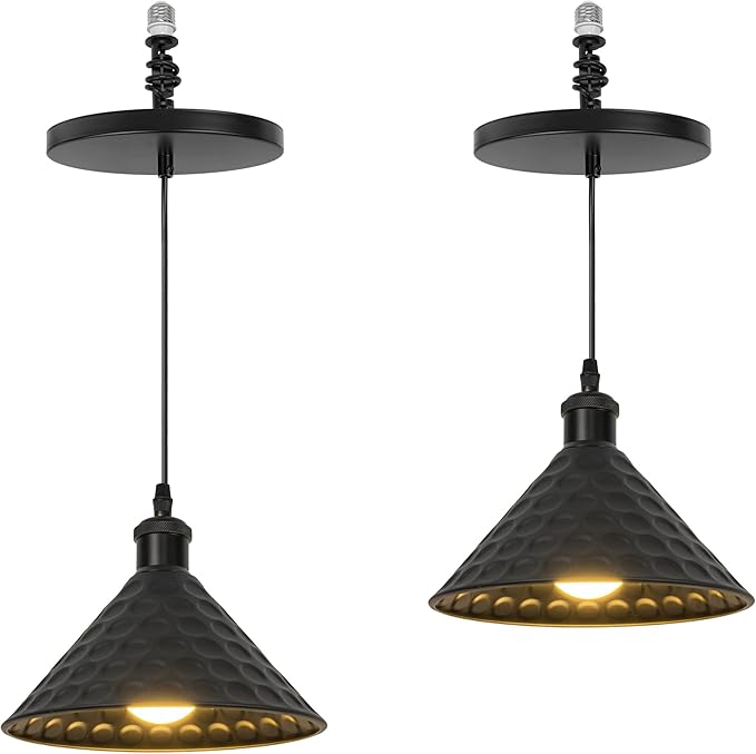 Kiven Instant Light Conversion Kit for 4/5/6inch Hole,Black Farmhouse Lighting Recessed Can Light Conversion Kit to Pendant with E26 Screw-in Adapter for Kitchen Living, Set of 2 TB2776