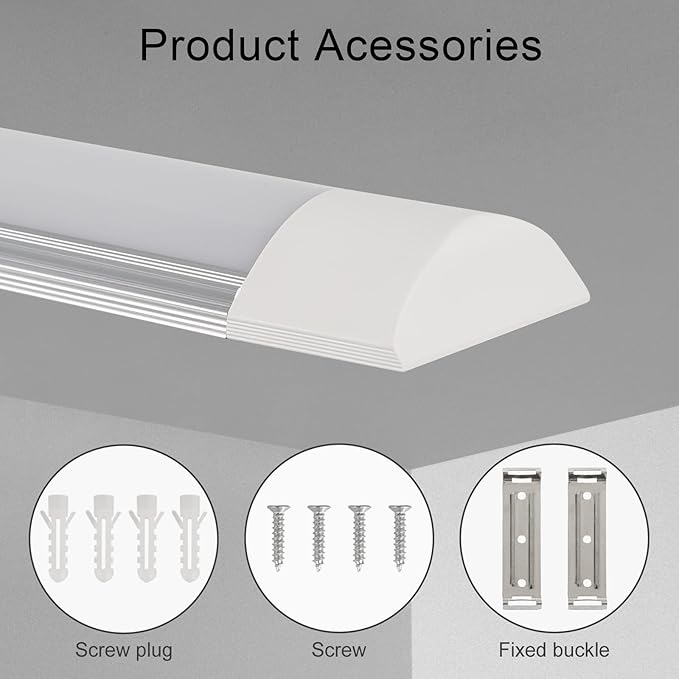 4-Pack 4FT LED Batten, Close to Ceiling Light fixtures, 40W, Ultra-Thin Day Light, 4000K, IP20, LED Ceiling Light for Garage, Stores, Warehouse, Office, Corridor, supermarkets, etc.