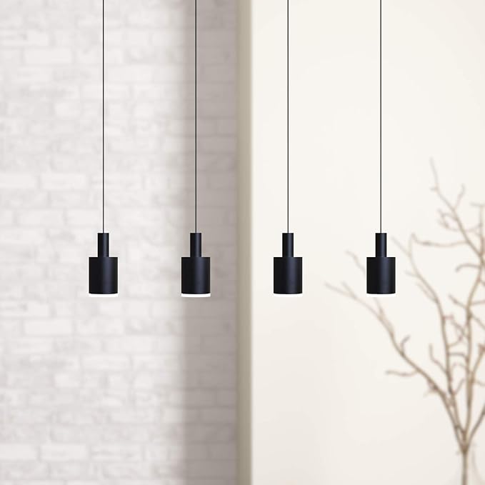 Virgo 4 Mini Pendant Lighting Black - LED Hanging Light Fixture for Kitchen Island, Bar, Foyer - Cluster Pendants - Dimmable, Adjustable Wire, Lamp Bulb Included