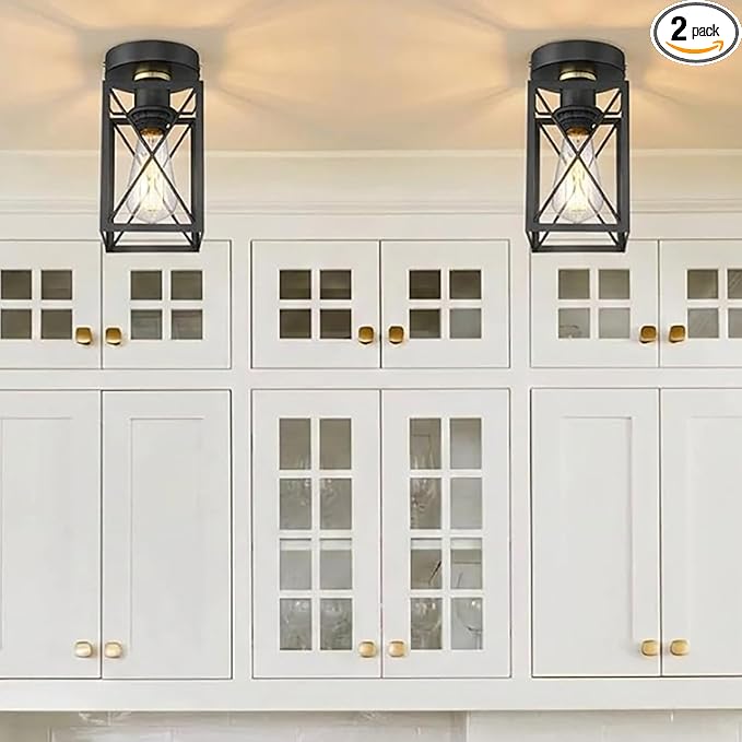 Ken & Ricky Kitchen Over Sink Light,Flush Mount Ceiling Light Fixtures,Single Bulb,Ceiling Mount for Kitchen Above Sink, Hallway Laundry Room Entryway,Farmhouse Industrial Style