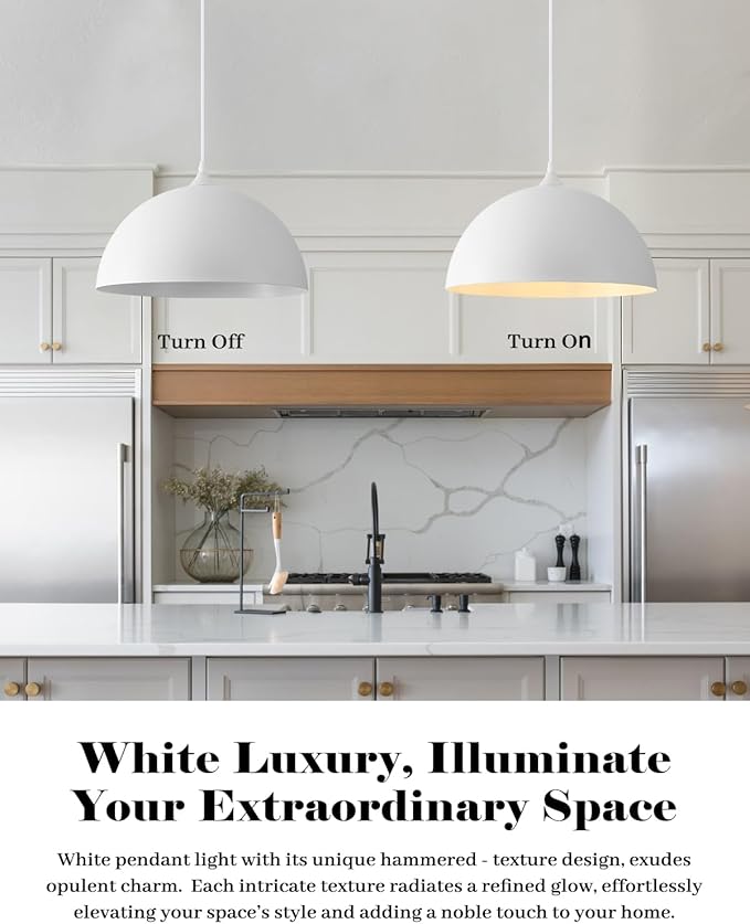 White Dome Pendant Lights Kitchen Island, 16 Inch Large White Dome Pendant Light, Modern Farmhouse Pendant Light for Kitchen Island, Dining Room, Cafe, Bar, 1 Pack