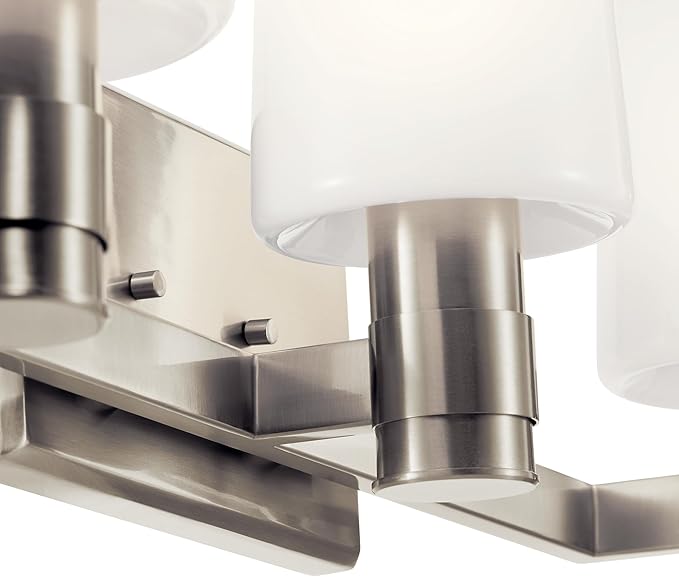 Kichler Adani 3-Light Vanity Light Fixture, Modern Bathroom Vanity Light with Opal Glass in Brushed Nickel for Bathroom or Powder Room Wall Mount (8.25" x 24"), 55176NI