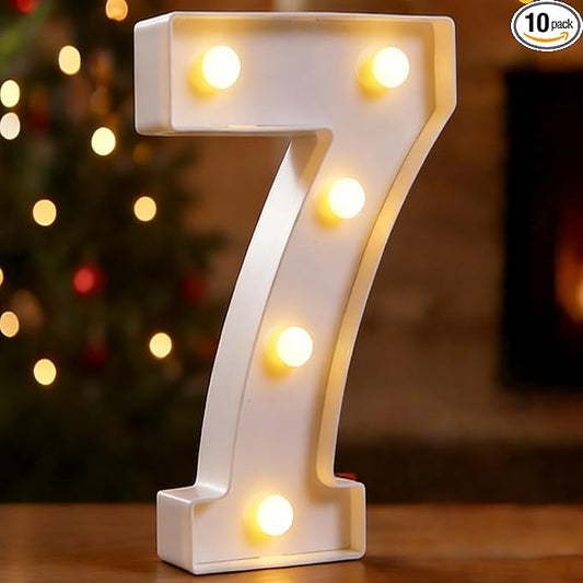 LED Marquee Numbers, Small Light Up Numbers for Party, 8.58 Inch Battery Powered Lighted Number for Birthday, Night Light, Table or Home Decor (Number 7)