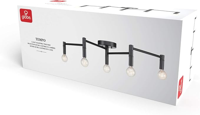 GLOBE Electric 59969 Tempo 5-Light Foldable Track Lighting, Matte Black