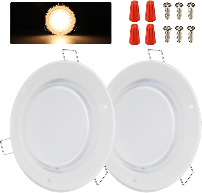 RV Boat Recessed Ceiling Light, 4.5Inch RV Interior Puck Light 12V, 600LM Camper Lighting Fixture for Motorhome Caravan Trailer Boat