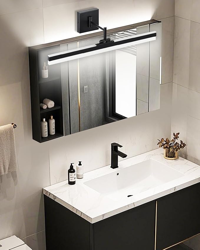 Modern LED Vanity Light,23.6‘’ Adjustable & Rotatable Bathroom Light Fixture Above Mirror, Wall Sconce, Black