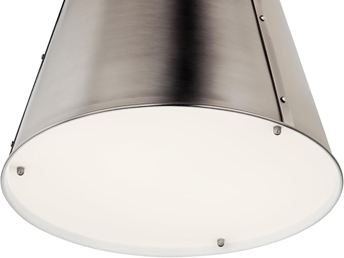 Kichler Etcher 1-Light Pendant, Updated Traditional Light with Etched Painted White Glass Diffuser in Classic Pewter, for Kitchen or Dining Room (17" x 13"), 52710CLP