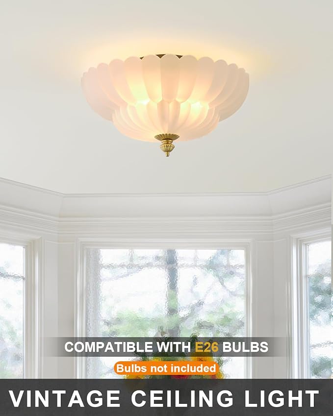 ANYLOVE Modern 12Inch Frosted Glass Flower Glass Semi Flush Mount Ceiling Light, 3 Light for Living Room Bedroom Hallway Entryway Foyer