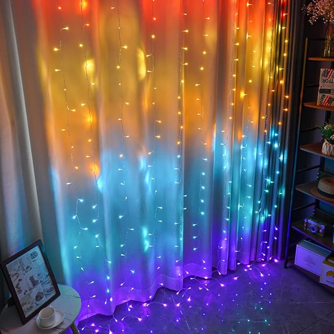 300 LED Curtain Lights, Outdoor and Indoor Christmas Fairy Lights, Waterproof Curtain String Light, 8 Flashing Modes for Party/Wedding/Holiday/Christmas Decoration.