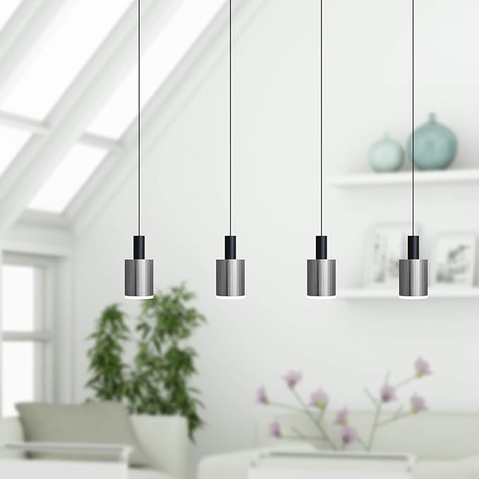 Virgo 4 Mini Pendant Lighting Black-Nickel - LED Hanging Light Fixture for Kitchen Island, Bar, Foyer - Cluster Pendants - Dimmable, Adjustable Wire, Lamp Bulb Included
