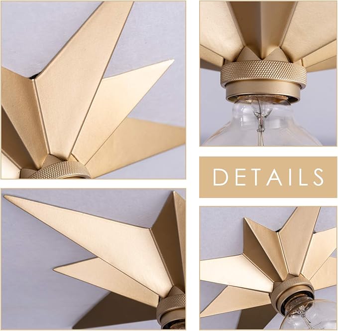 VILUXY Flush Mount Ceiling Light, Brass Star Light Fixtures Ceiling for Hallway, Entryway, Study Room, Bedroom