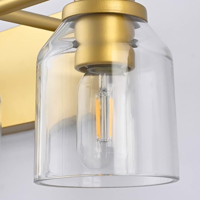 SOLFART Bathroom Lighting Fixtures Over Mirror Wall Sconce Gold Vanity Light Fixtures 4 Lights Bathroom Light