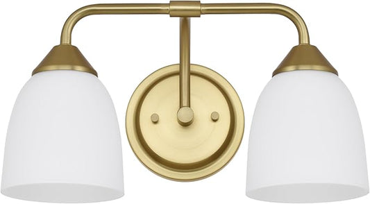 Gold 2-Light Traditional Bathroom Vanity Light Fixtures Over Mirror, Modern Vanity Lights for Living Room, Standard E26 Base, Aged Brass